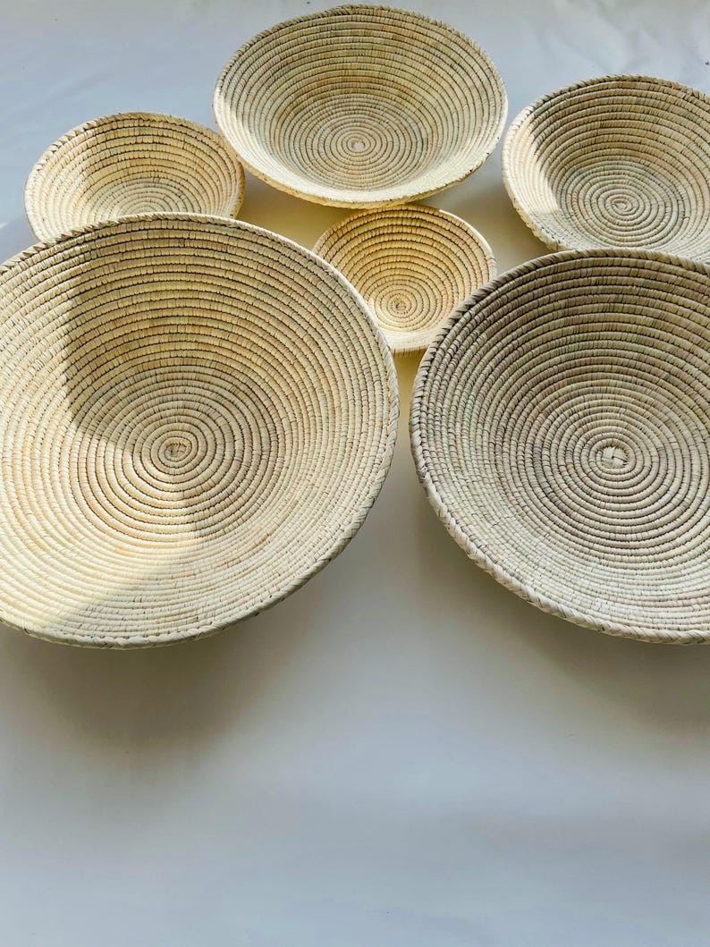 Extra Large Handwoven Wall Baskets Set”, Boho Wall Decor, Rustic Woven Bowl Basket, Handmade Eco-Friendly Seagrass Basket, Housewarming Gift