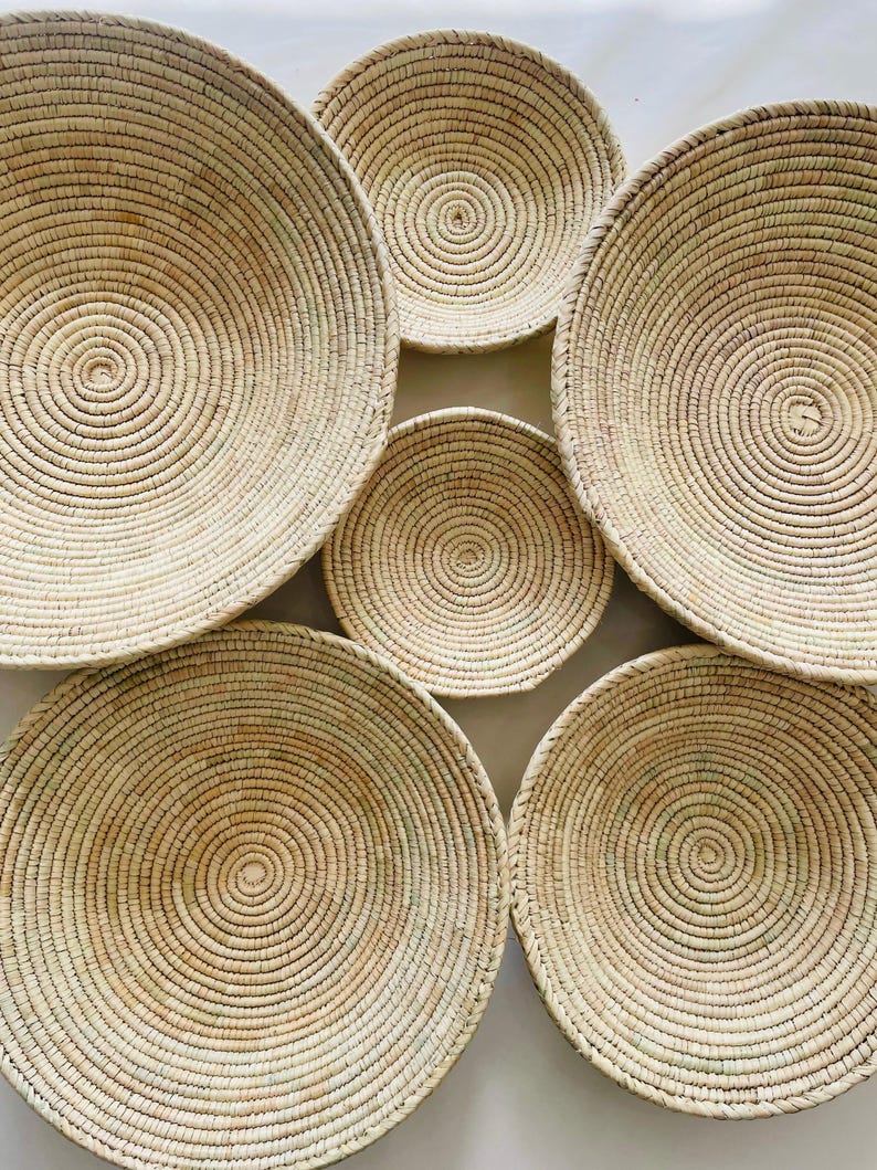 Extra Large Handwoven Wall Baskets Set”, Boho Wall Decor, Rustic Woven Bowl Basket, Handmade Eco-Friendly Seagrass Basket, Housewarming Gift