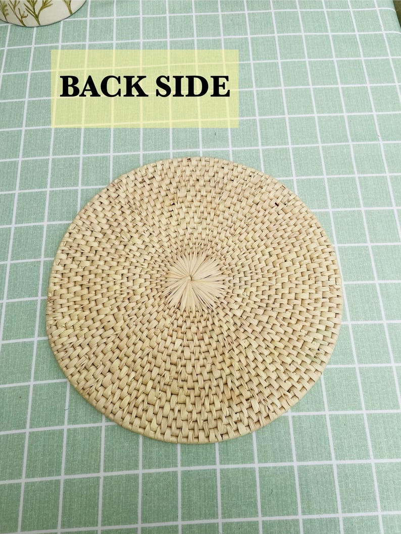 Hand Woven Round Placemats Set 14 in, Boho Placemats For Table, Rustic Woven Placemats, Palm Leaves Eco Friendly Placemat, boho Table Decor