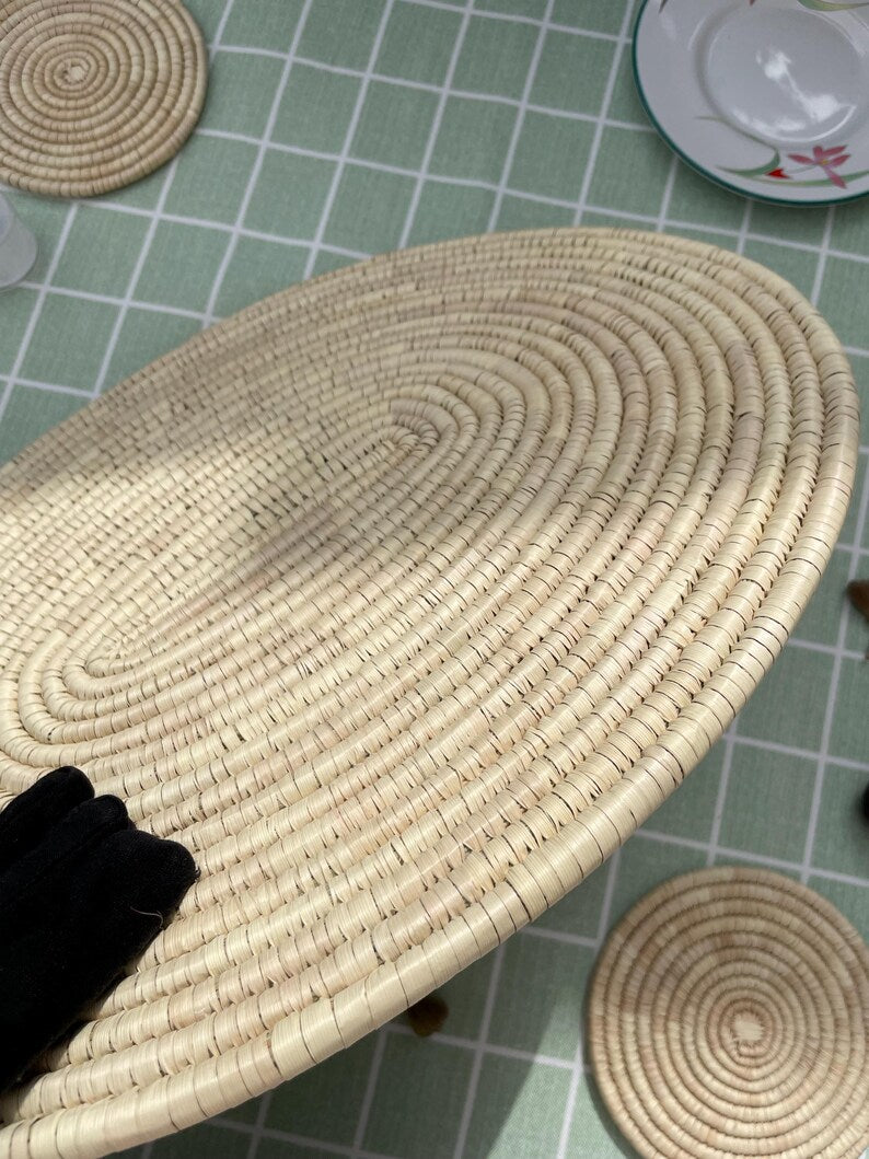 Woven oval placemats for Table, Natural Placemats, Wicker Placemats, Boho Place mats, Placemats Set of 6, Plate Mat, Farmhouse table decor