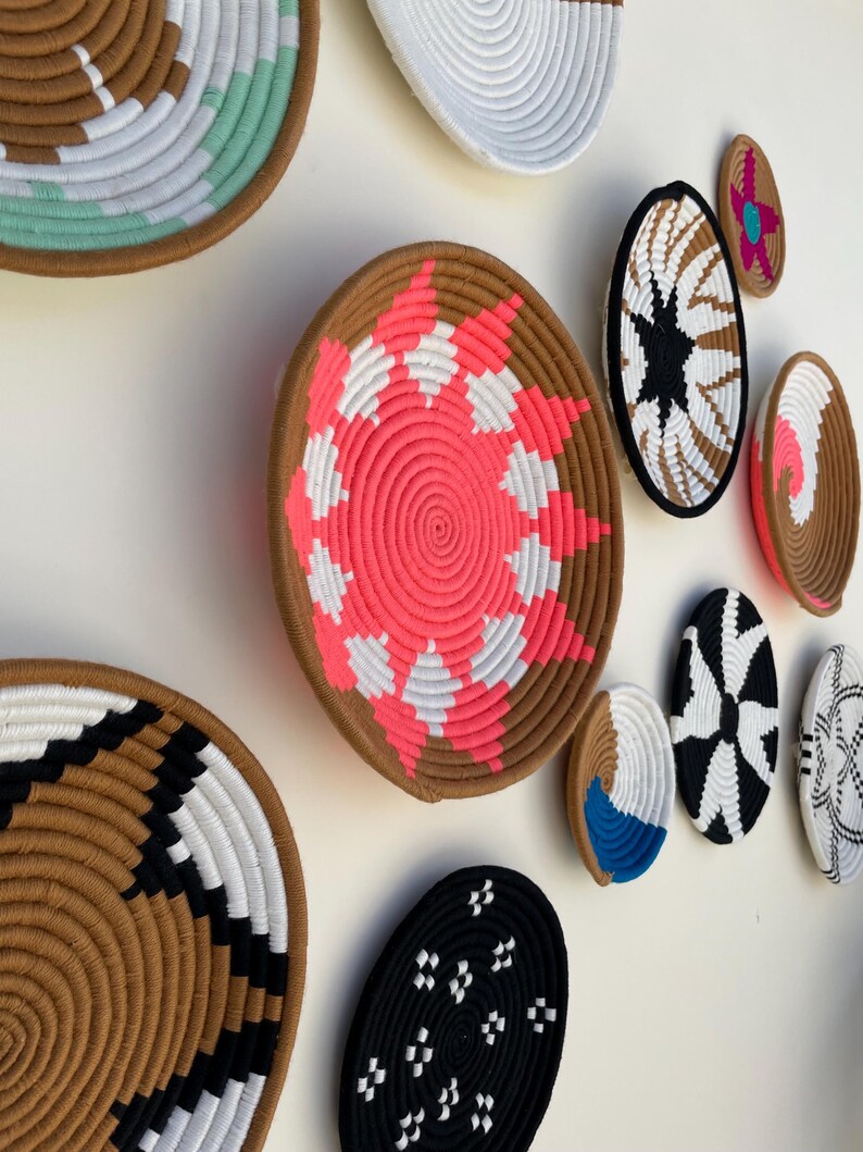 Handwoven Wall Basket Set: Boho African Decor, neutral hanging baskets art, (Set of 13)