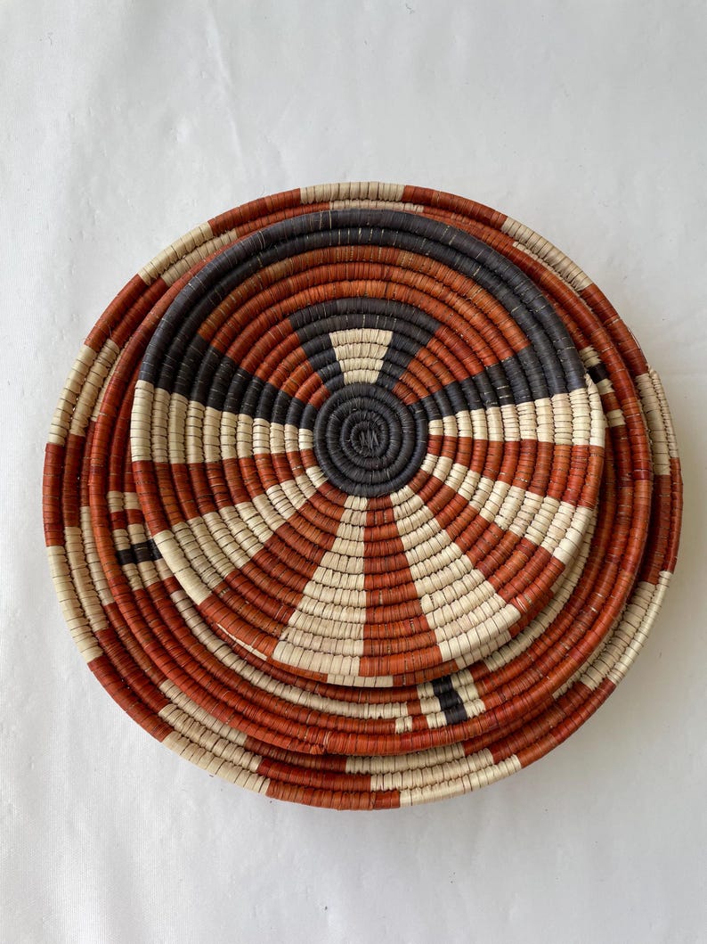 Boho Wall Basket Set Of 5, African Wall Baskets, Neutral & Earthy Wall Art, Hand woven Wall Baskets, Wall Hanging Baskets, Basket Wall Decor