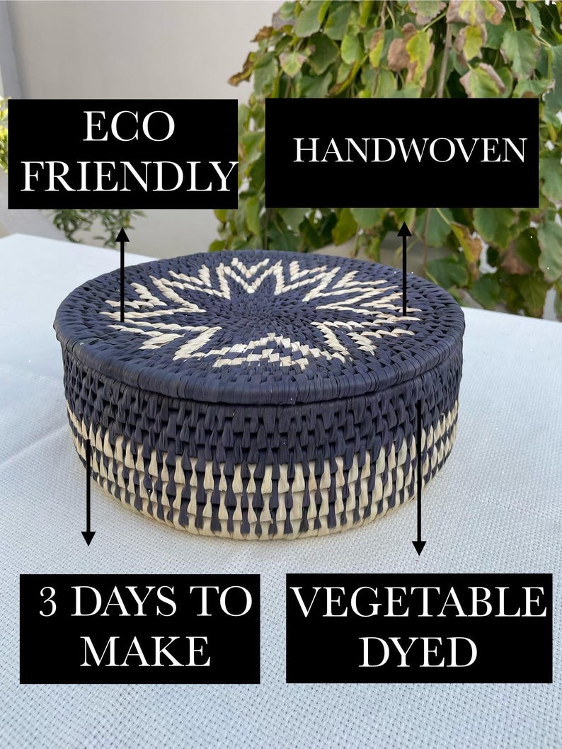 Handwoven Lid Basket By Suzzi Homes, Eco-Friendly Woven Basket with Lid, Rustic Storage Basket, Boho Decor, Fruit Storage, Organizer Basket