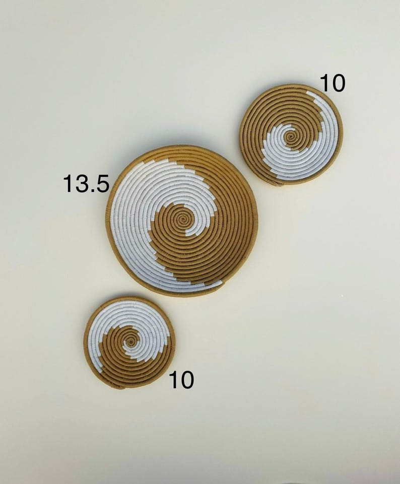 boho wall basket set, african wall baskets, black & beige wall art, hand woven wall baskets, wall hanging baskets, basket wall decor