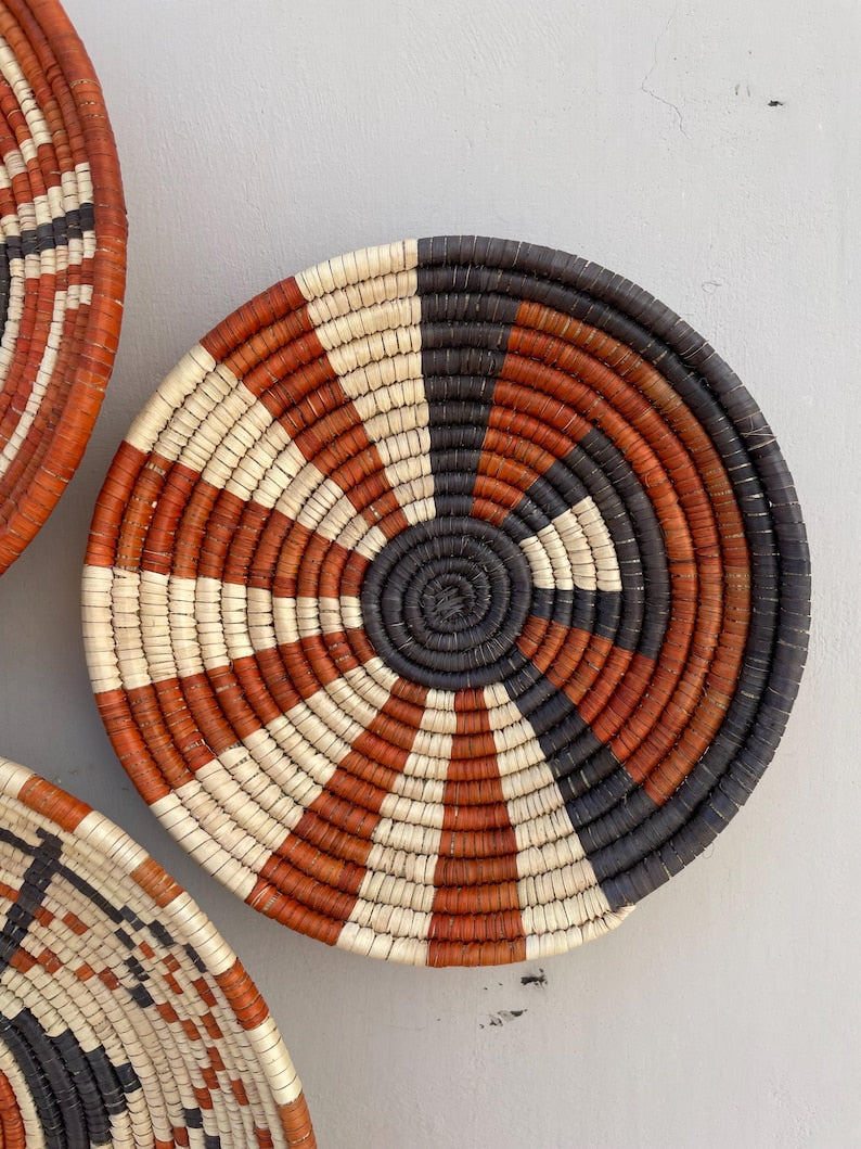 Neutral & Earthy Tones Woven Wall Baskets Set Of 3,4,5,6,7,8 and 9, Boho Wall Baskets, Basket Wall Art, Rustic Wall Hanging Decor