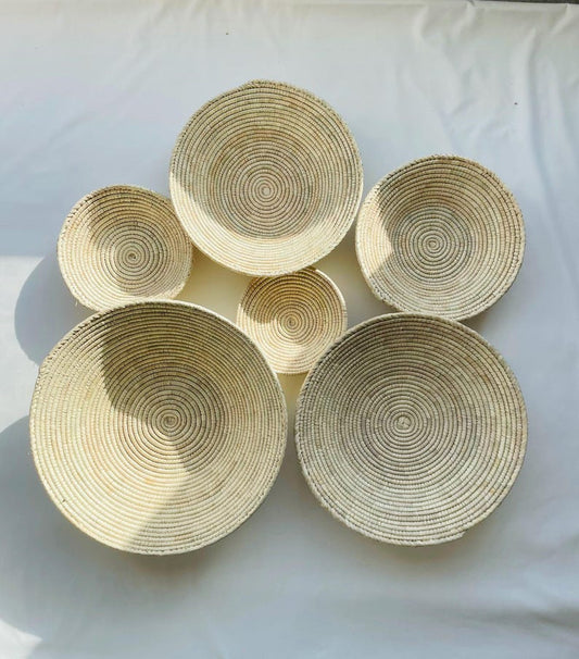 Extra Large Handwoven Wall Baskets Set”, Boho Wall Decor, Rustic Woven Bowl Basket, Handmade Eco-Friendly Seagrass Basket, Housewarming Gift