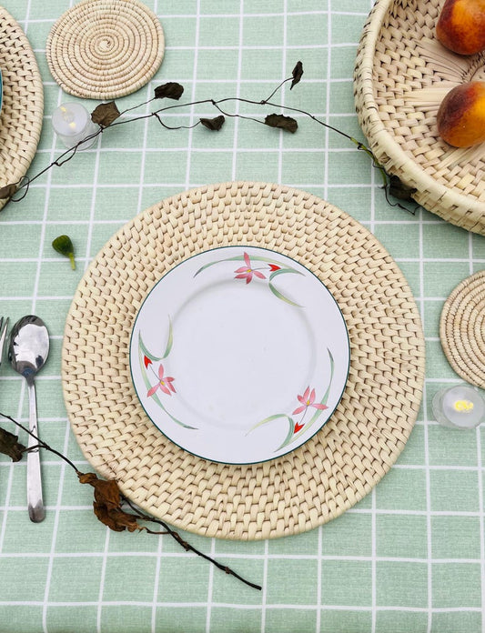 Hand Woven Round Placemats Set 14 in, Boho Placemats For Table, Rustic Woven Placemats, Palm Leaves Eco Friendly Placemat, boho Table Decor