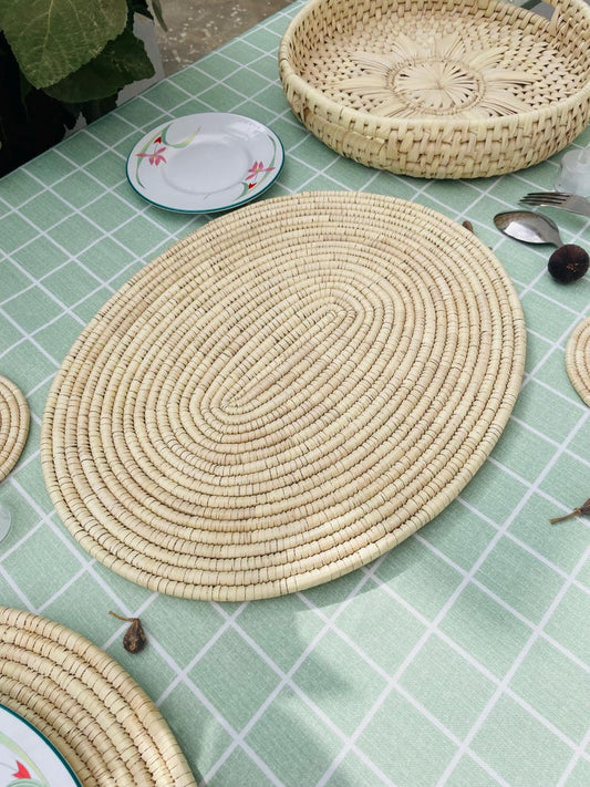 Woven oval placemats for Table, Natural Placemats, Wicker Placemats, Boho Place mats, Placemats Set of 6, Plate Mat, Farmhouse table decor