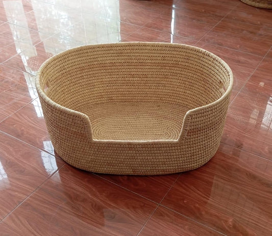 Cozy Dog Bed Basket - Handwoven Natural Dog Bed - Comfortable Woven Dog Basket - Pet Basket Bed - Wicker Dog Bed - African Dog Bed