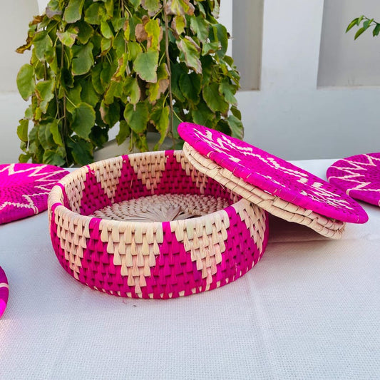 Handwoven Lid Basket By Suzzi Homes, Eco-Friendly Woven Basket with Lid, Rustic Storage Basket, Boho Decor, Fruit Storage, Organizer Basket