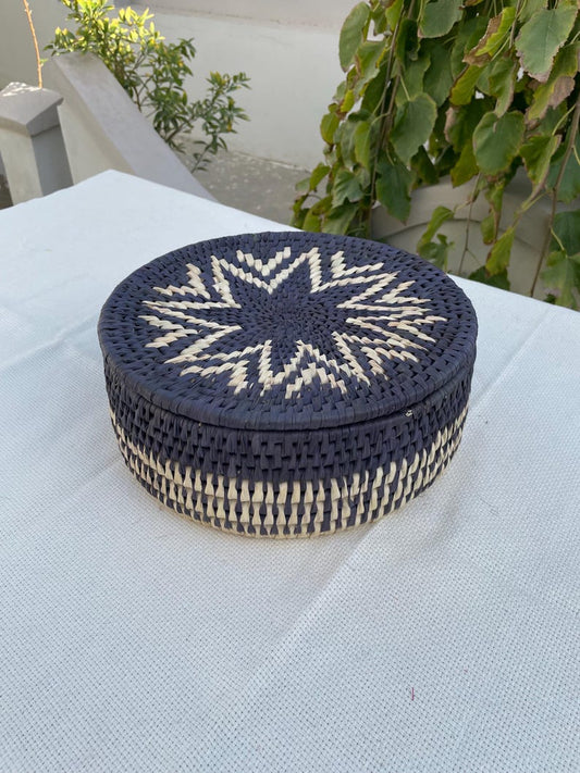 Handwoven Lid Basket By Suzzi Homes, Eco-Friendly Woven Basket with Lid, Rustic Storage Basket, Boho Decor, Fruit Storage, Organizer Basket